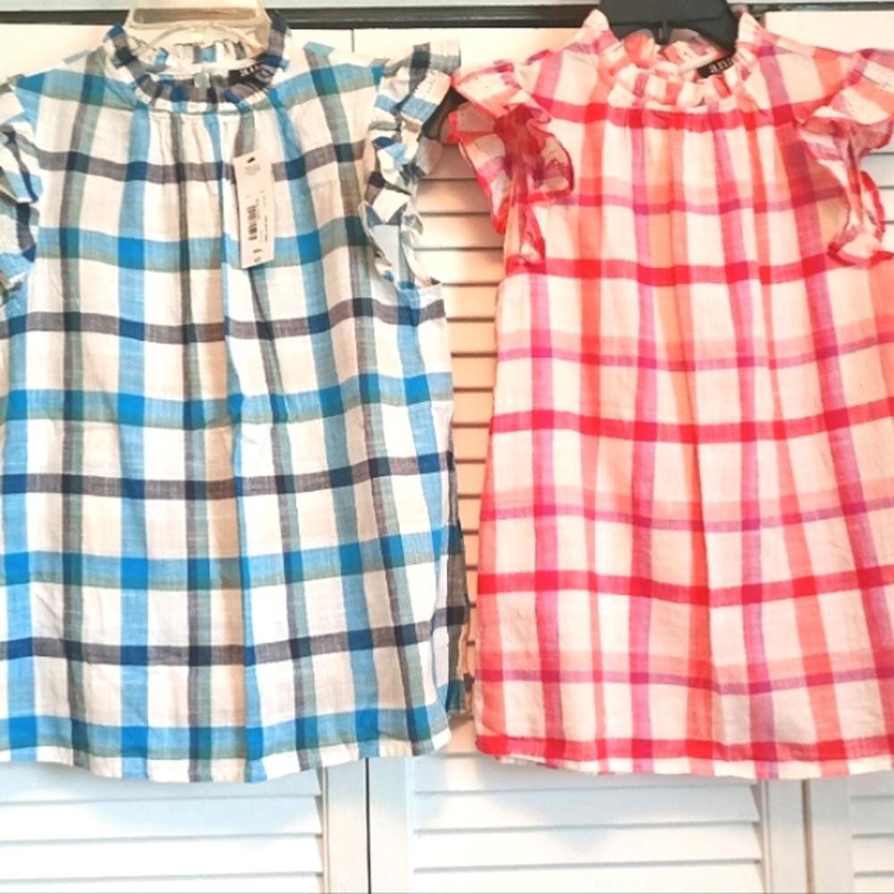 NWT a.n.a Plaid Ruffled Sleeveless Tops (S)